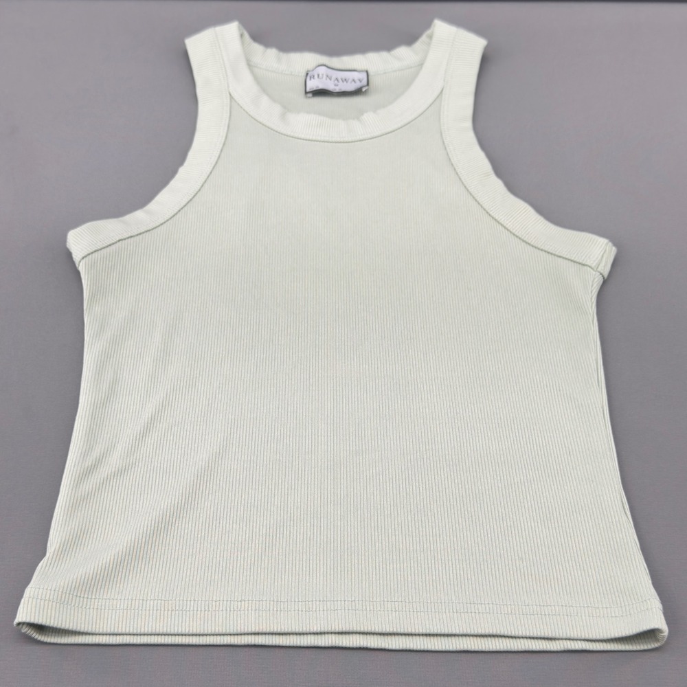 Runaway Staple Stretch‎ Tank Top Mint Green High Neck Racerback Womens M